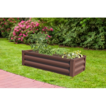 Panacea Metal Raised Garden Planter with Liner (Timber Brown)