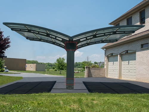 Palram-Canopia Arizona Double Carport Wave Wings & Arch (Solar Grey)