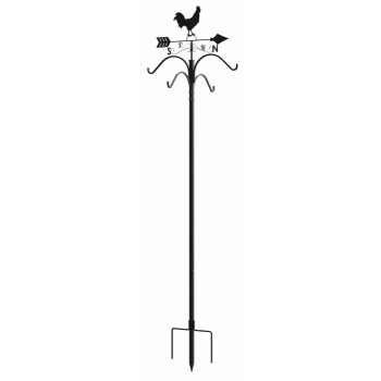 Panacea Rooster Double Weathervane Shepherd Hook Bird Feeder 213cm