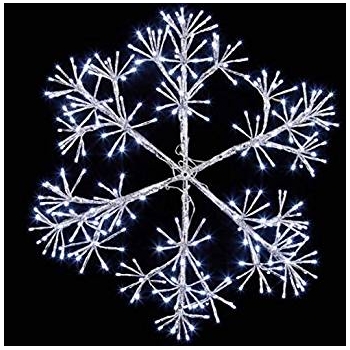 Premier 60cm Silver Starburst Snowflake 300 White LED Lights