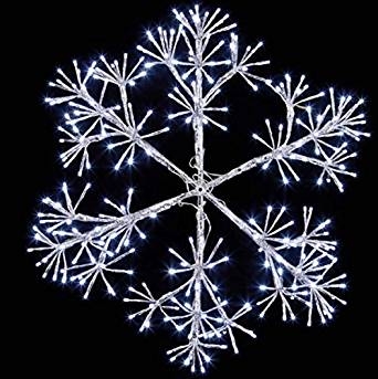 Premier 60cm Silver Starburst Snowflake 300 White LED Lights