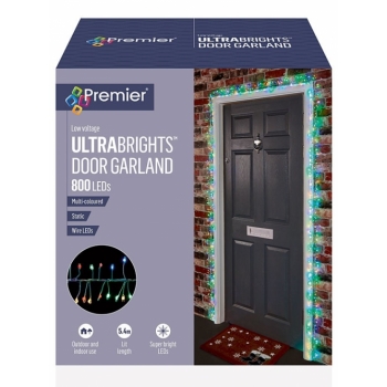 Premier 5.5m Garland 800 Multi-Colour LED Indoor/Outdoor Door Lights