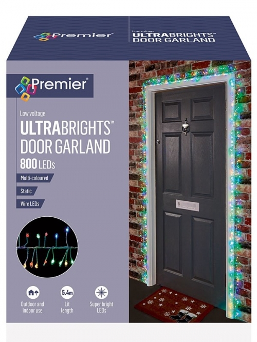 Premier 5.5m Garland 800 Multi-Colour LED Indoor/Outdoor Door Lights