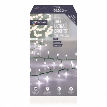 Premier Tree Microbrights 750 LEDs with Timer - White (Green Wire)