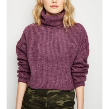 Light Purple Roll Neck Boxy Jumper