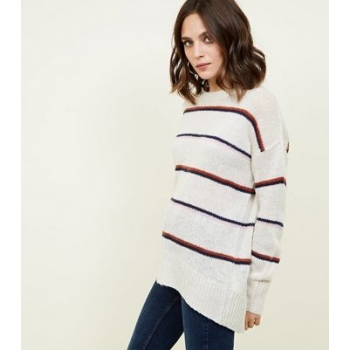 Off White Stripe Oversized Jumper