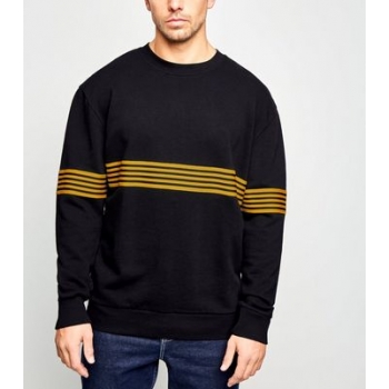 Black Centre Stripe Crew Neck Sweatshirt