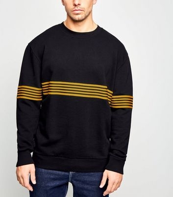 Black Centre Stripe Crew Neck Sweatshirt