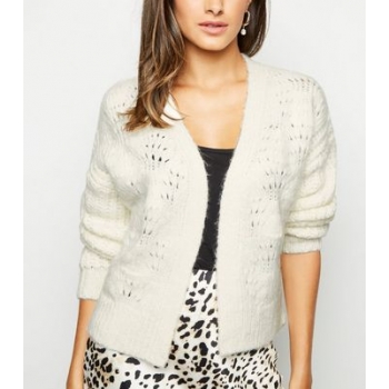 Cream Pointelle Long Sleeve Cardigan