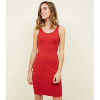 Red Rib Sleeveless Bodycon Mini Dress