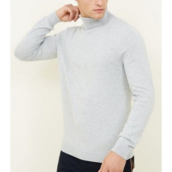 Pale Grey Ribbed Roll Neck Jumper