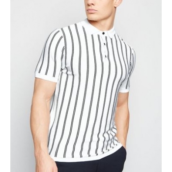 Off White Vertical Stripe Polo Shirt