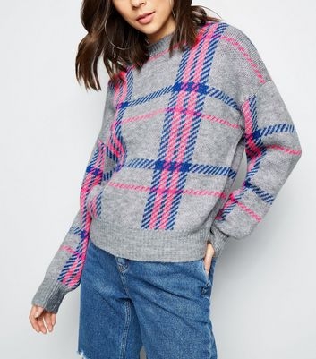 Light Grey Neon Check Jumper