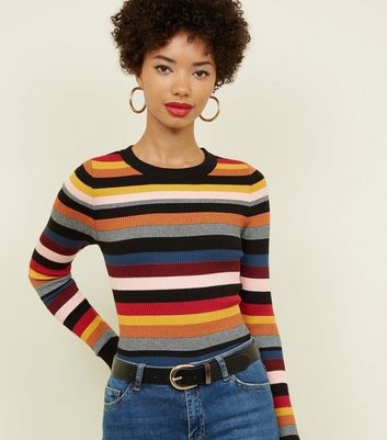 Rainbow Stripe Crew Neck Jumper