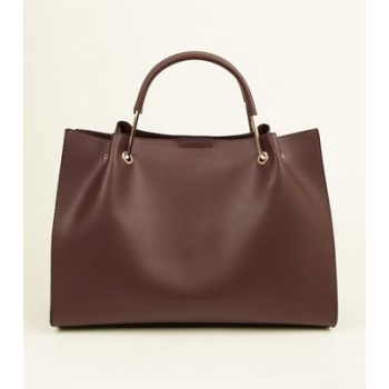 Dark Brown Metal Handle Tote Bag