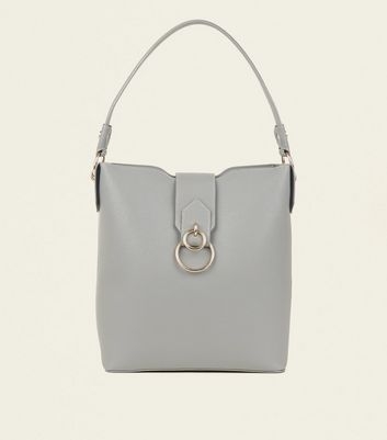 Grey Ring Front Hobo Bag