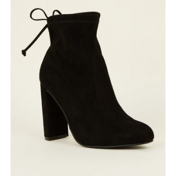 Black Suedette Tie Back Sock Boots