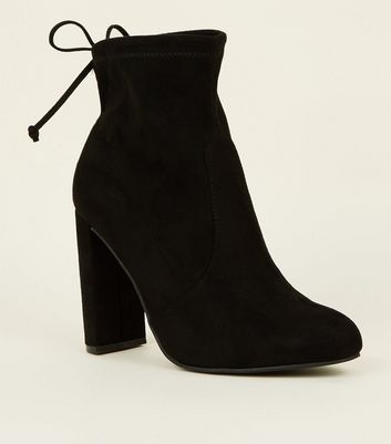 Black Suedette Tie Back Sock Boots