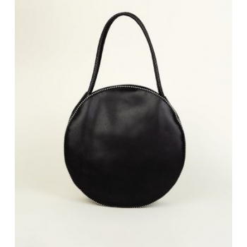 Black Studded Round Tote Bag