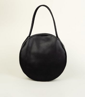 Black Studded Round Tote Bag