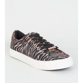 Mink Tiger Print Lace Up Trainers