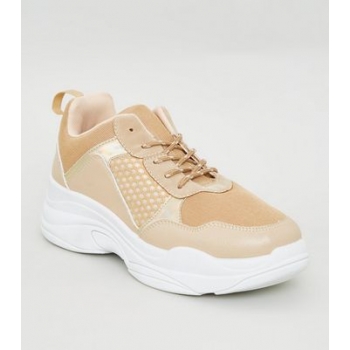 Nude Colour Block Chunky Sole Trainers