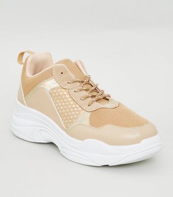 Nude Colour Block Chunky Sole Trainers