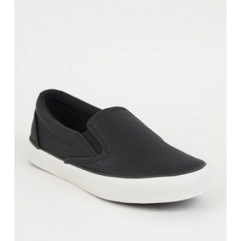 Black Faux Snake Slip On Trainers