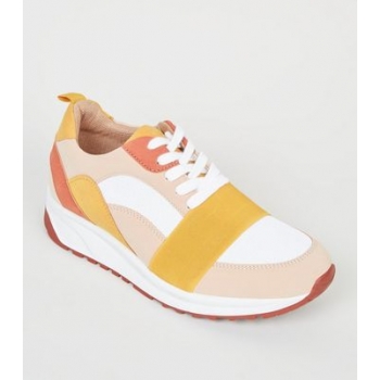 Nude and Orange Strap Colour Block Trainers