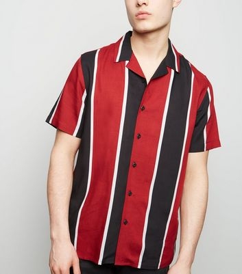 Red Vertical Stripe Short Sleeve Shirt