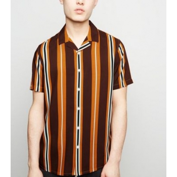 Rust Vertical Stripe Short Sleeve Shirt