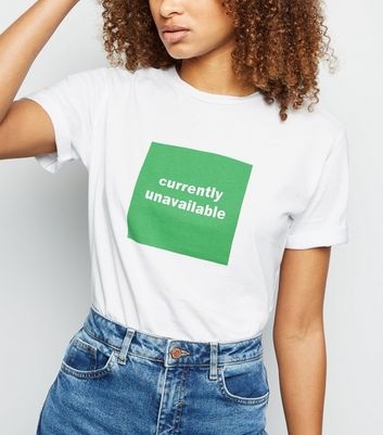 Noisy May White Square Slogan T-Shirt