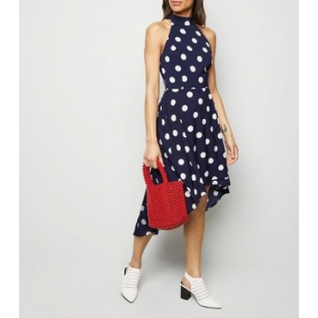 Mela Blue Polka Dot Dip Hem Dress