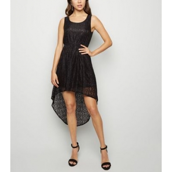 Mela Black Lace Dip Hem Dress