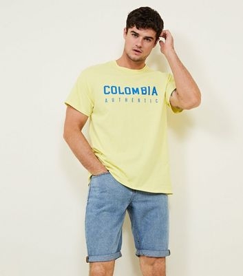 Pale Yellow Colombia Slogan T-Shirt