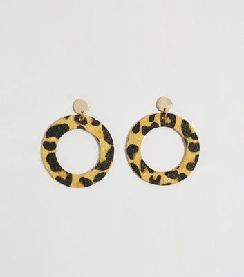 Mustard Leopard Print Disc Earrings