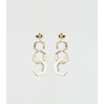 Gold Hexagon Hoop Earrings