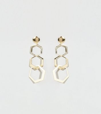 Gold Hexagon Hoop Earrings