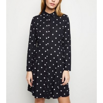 Petite Black Spot Print Soft Touch Shirt Dress