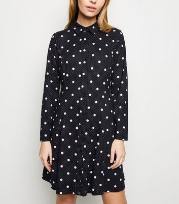 Petite Black Spot Print Soft Touch Shirt Dress