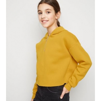 Girls Mustard Half Zip Hoodie