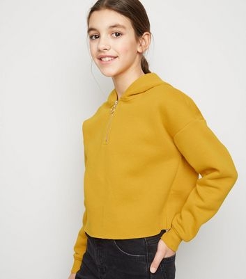 Girls Mustard Half Zip Hoodie