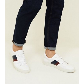 White Side Stripe Perforated Trainers