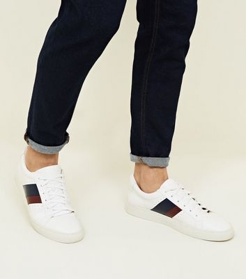 White Side Stripe Perforated Trainers