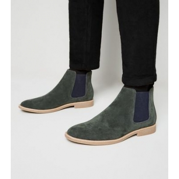 Dark Green Suedette Chelsea Boots