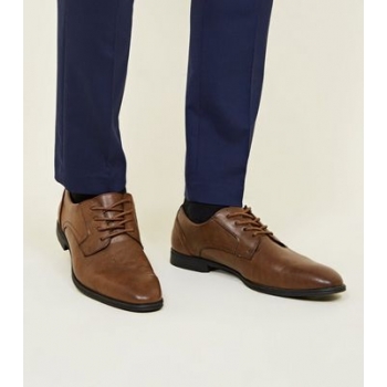 Dark Brown Leather-Look Lace-Up Formal Shoes