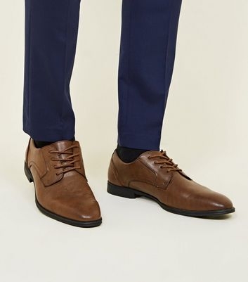 Dark Brown Leather-Look Lace-Up Formal Shoes