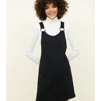 Black Round Buckle Pinafore Dress