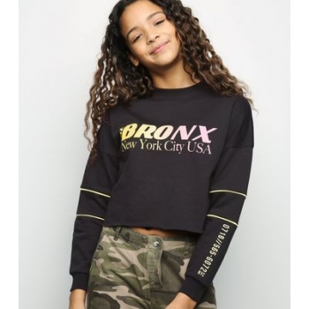 Girls Black Bronx Neon Ombré Slogan Sweatshirt