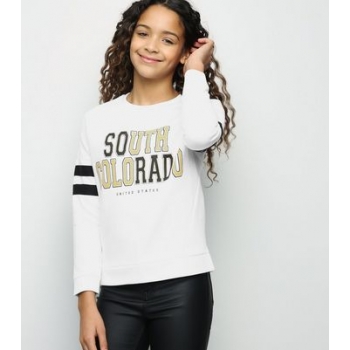 Girls White South Colorado Slogan Sweatshirt